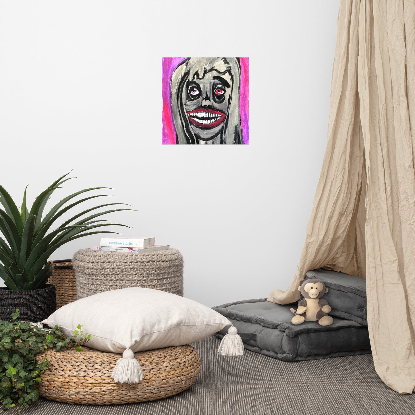 Grey Girl Portrait paper poster