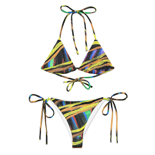 Space Skull Stripes string bikini