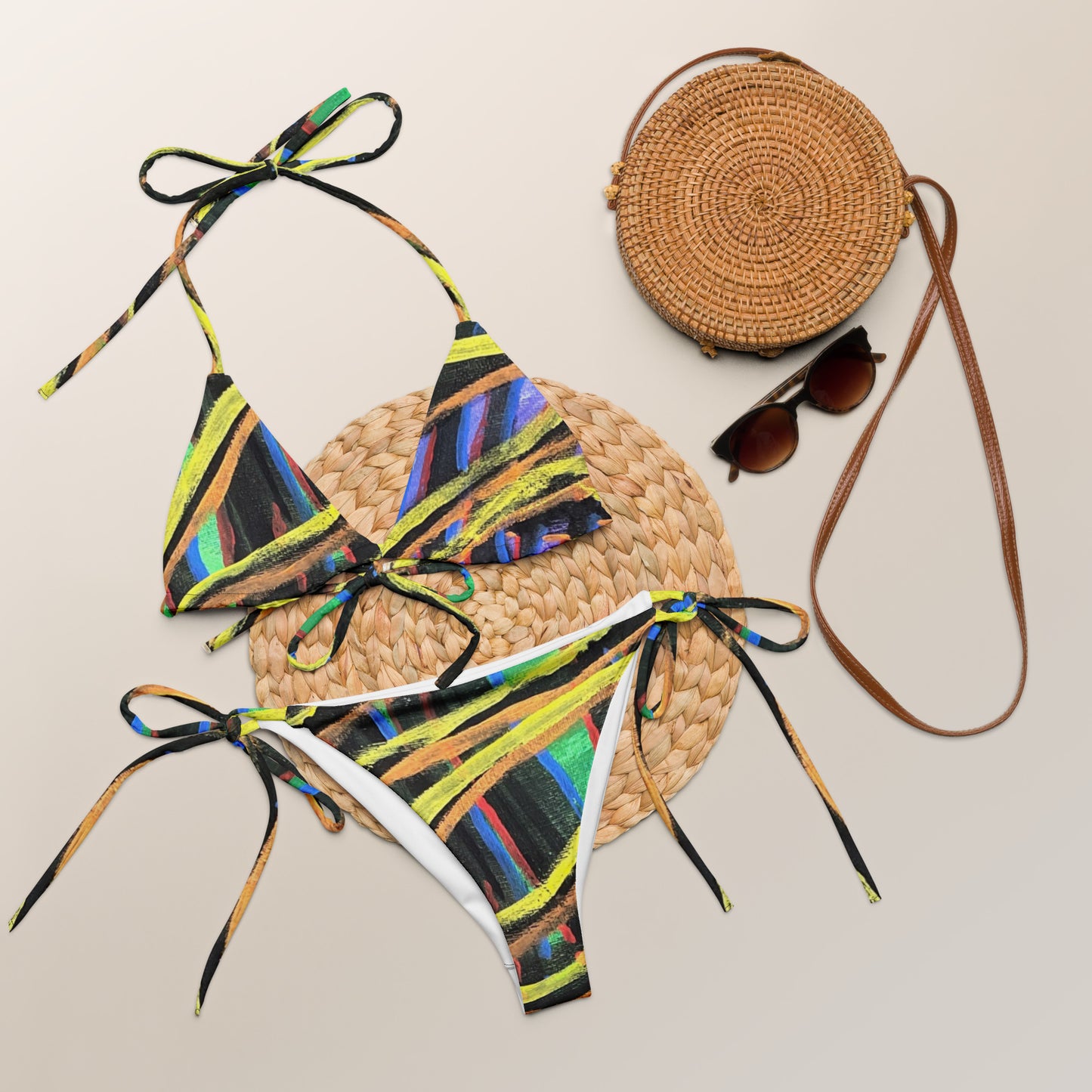 Space Skull Stripes string bikini