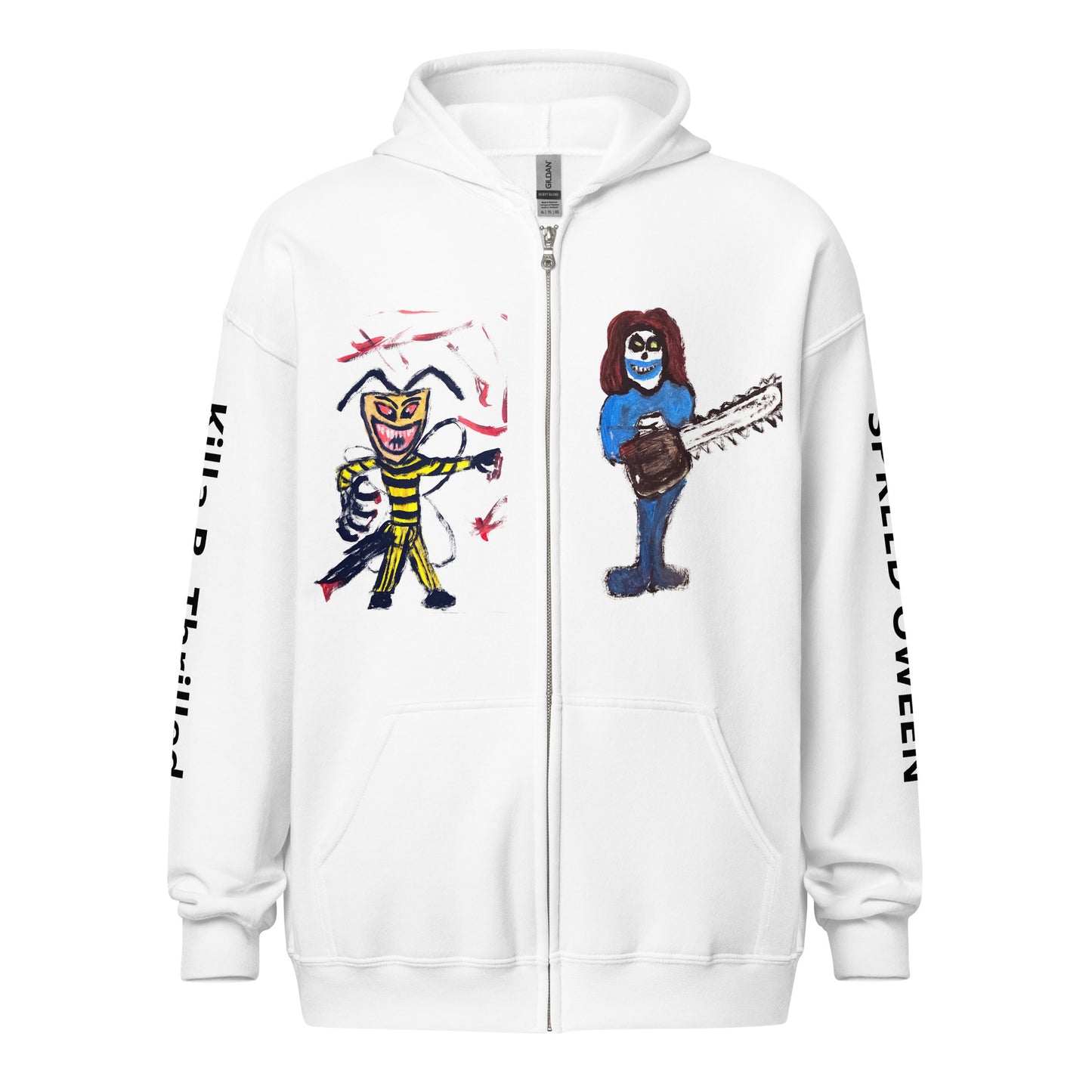 SPREED’OWEEN White Killa B. Thrilled Unisex heavy blend zip hoodie