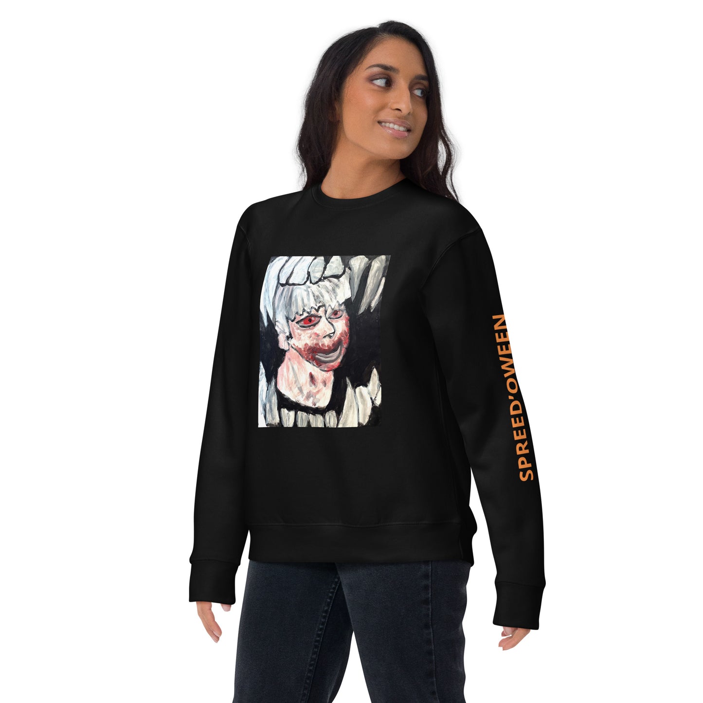 SPREED’OWEEN Black Unisex Premium Sweatshirt (Teeth Boy)