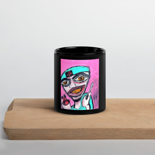 Naughty Nurse Black Glossy Mug