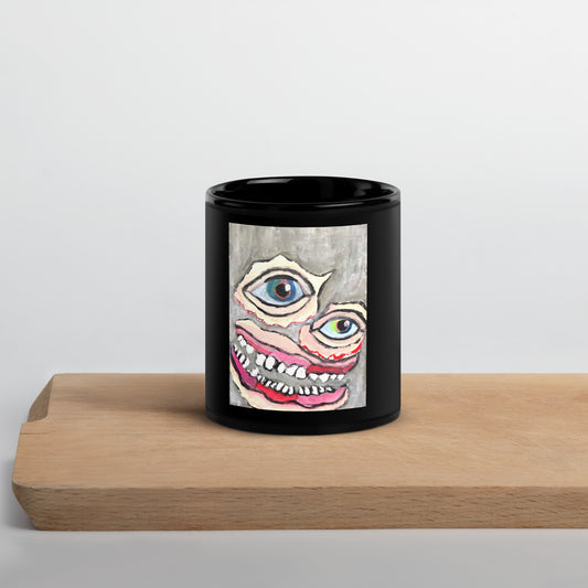 Face on a Plate Black Glossy Mug