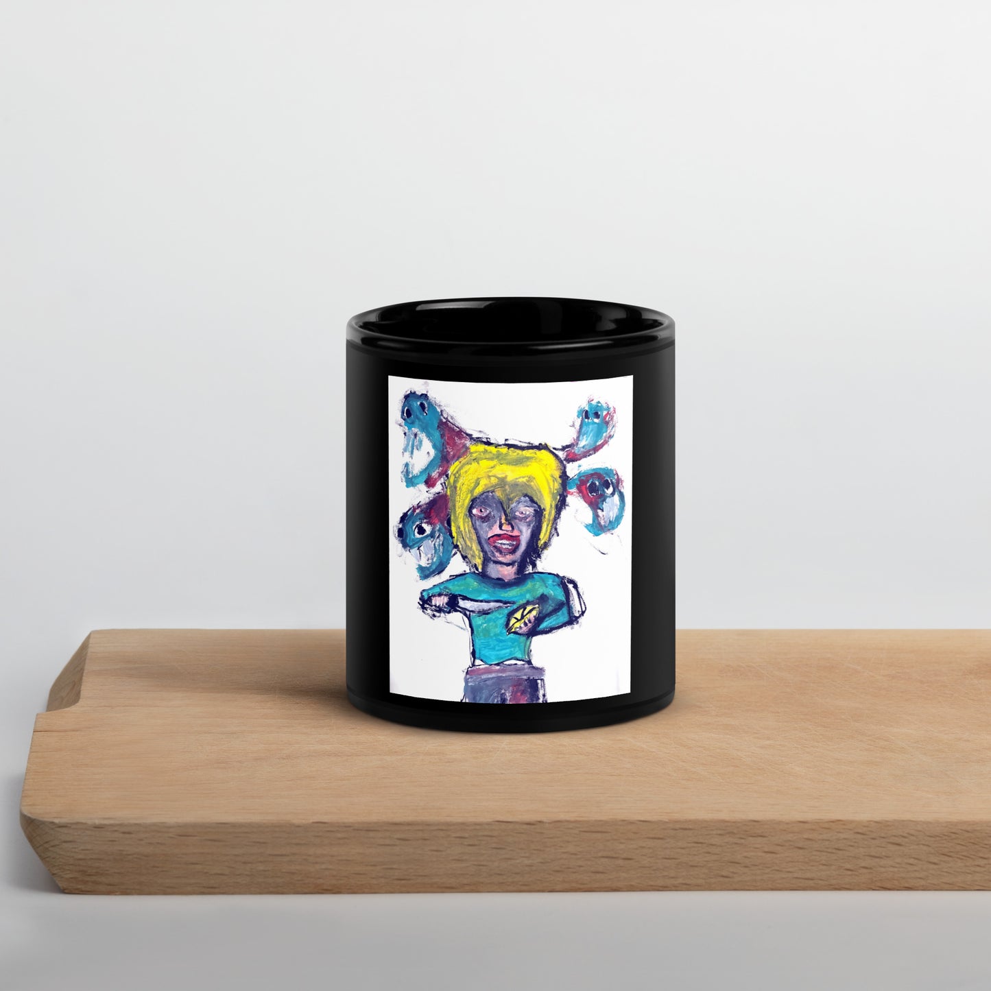 Boy with Lemon Black Glossy Mug