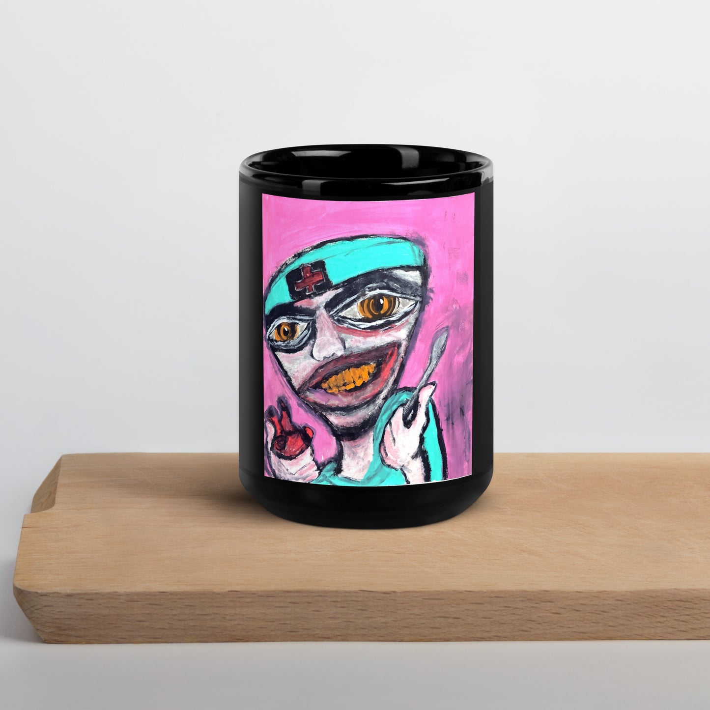 Naughty Nurse Black Glossy Mug