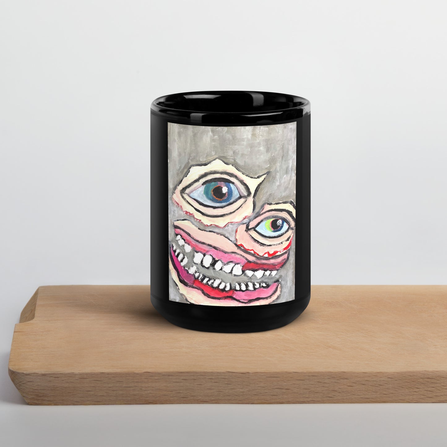 Face on a Plate Black Glossy Mug