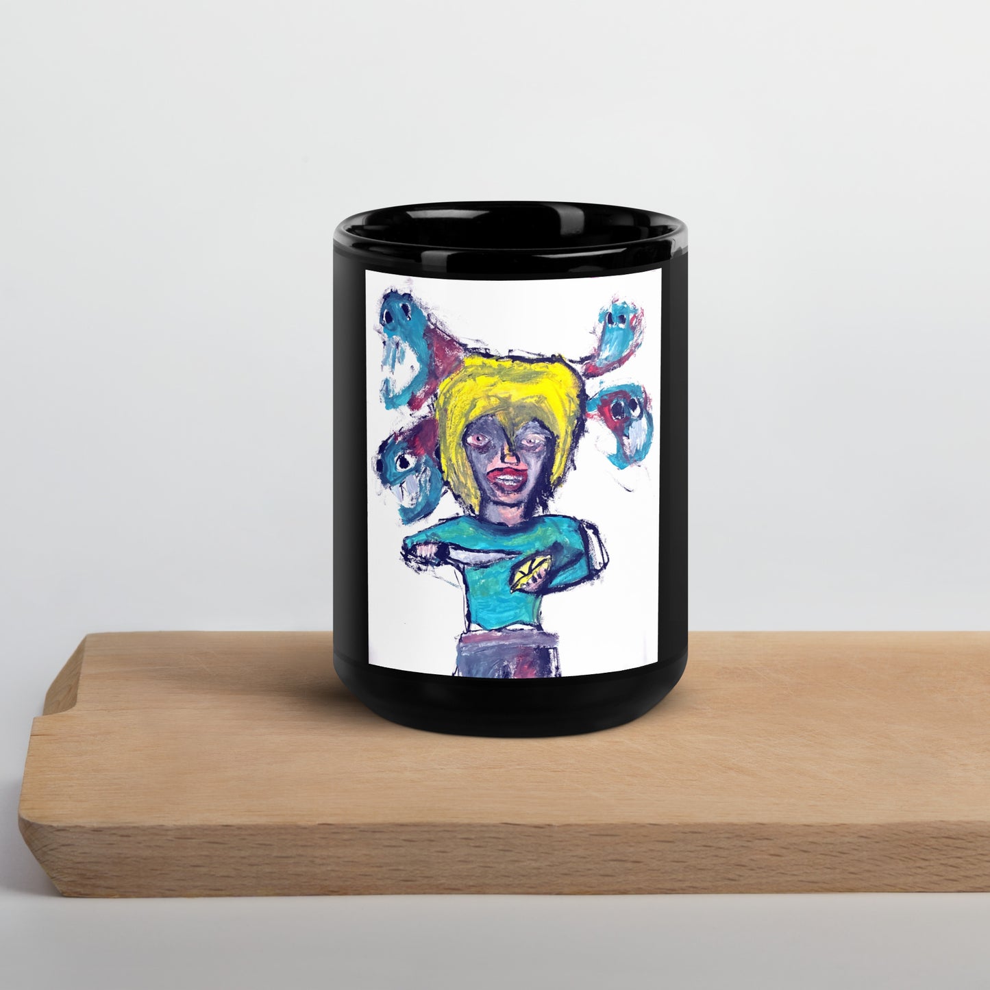 Boy with Lemon Black Glossy Mug