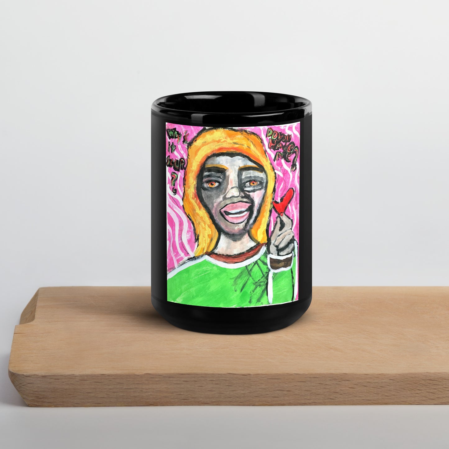 Why’s it sour? (Girl) Black Glossy Mug