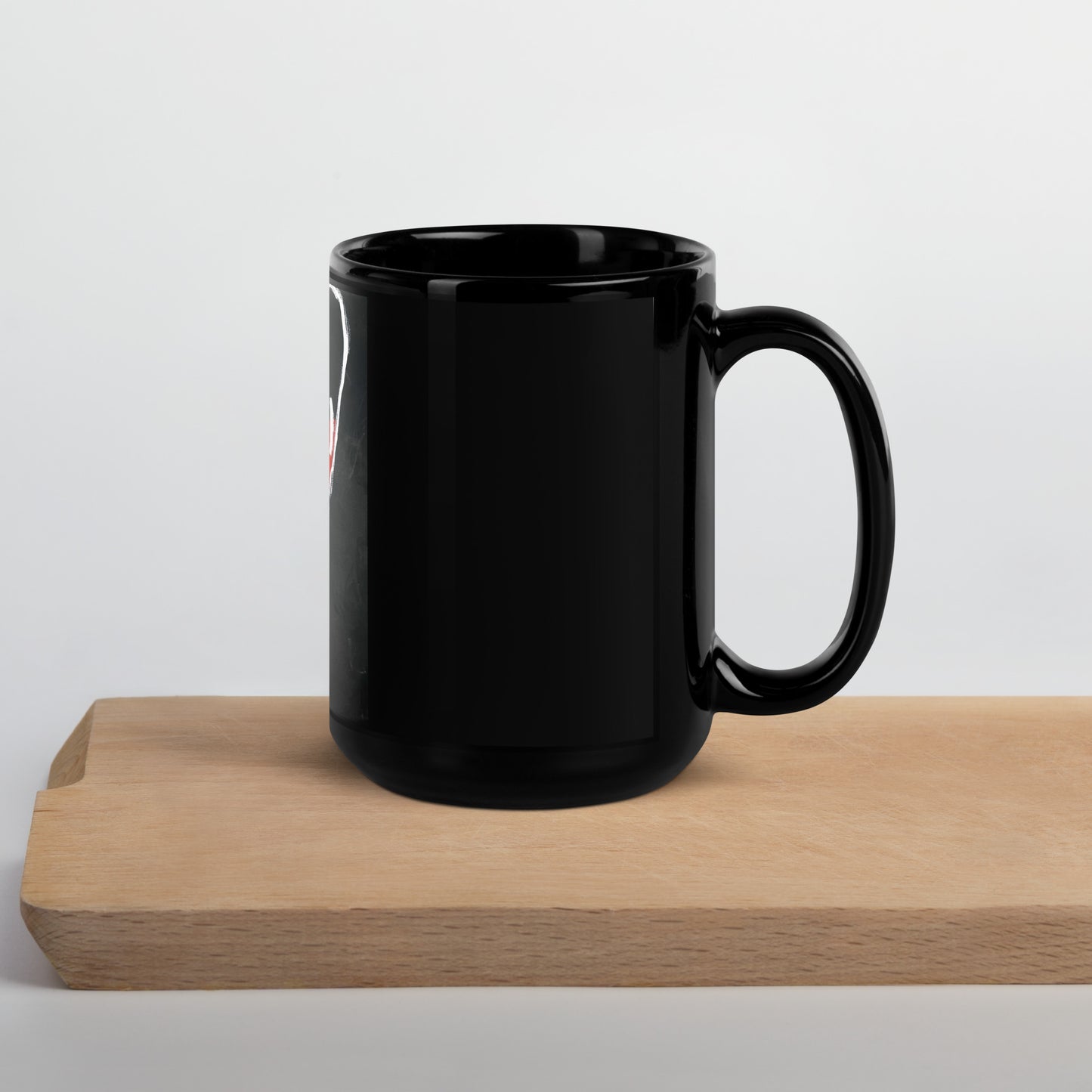 Half Filled Heart Black Glossy Mug