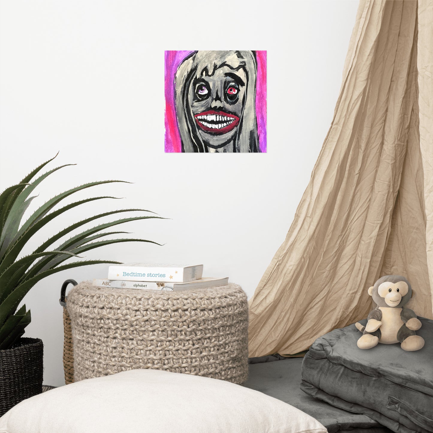 Grey Girl Portrait paper poster